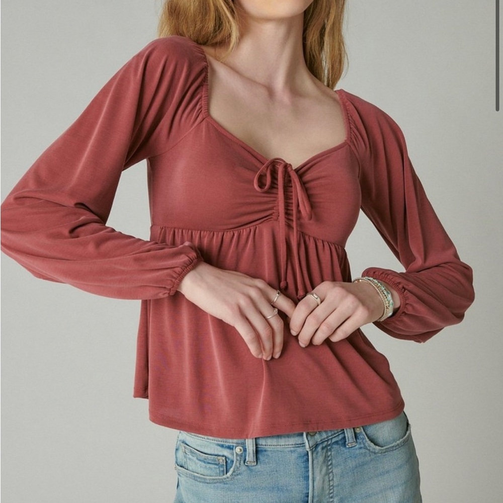 NWOT Lucky Brand sand washed babydoll top.